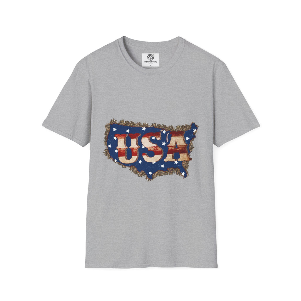 USA Map T-Shirt — Distressed American Flag Graphic Tee
