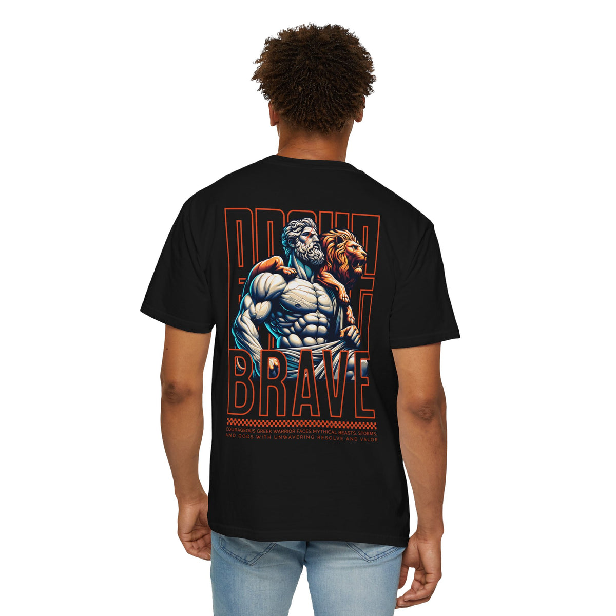 Brave Lion Graphic T-Shirt — 'Proud Brave' Vintage Mythic Design