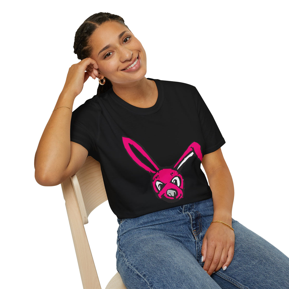 Pink Bunny Graphic T-Shirt — Playful Easter Bunny Tee