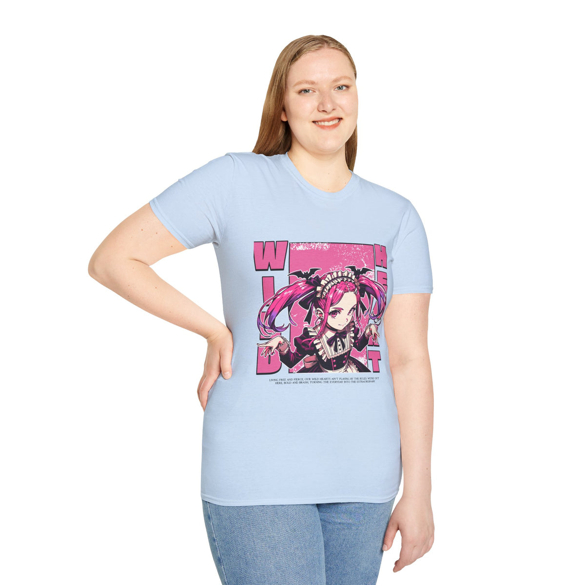 Witch Girl Anime T-Shirt — Pink Gothic Kawaii Graphic Tee