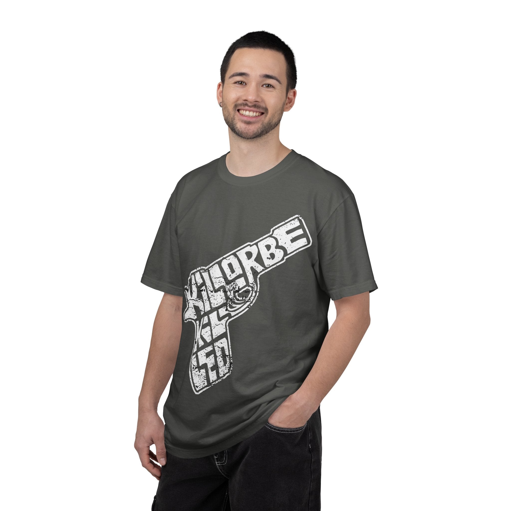Gun Graphic T-Shirt — Vintage 'Kill or Be Killed' Distressed Design