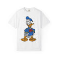 Graphic T‑Shirt — Colorblock Word Art Cartoon Duck Design