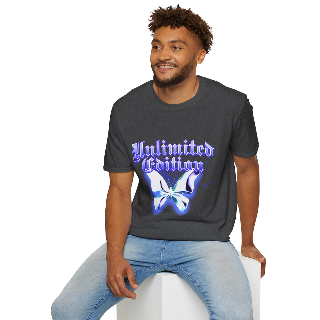 Unlimited Edition T-Shirt — Gothic Script Lavender Butterfly Graphic