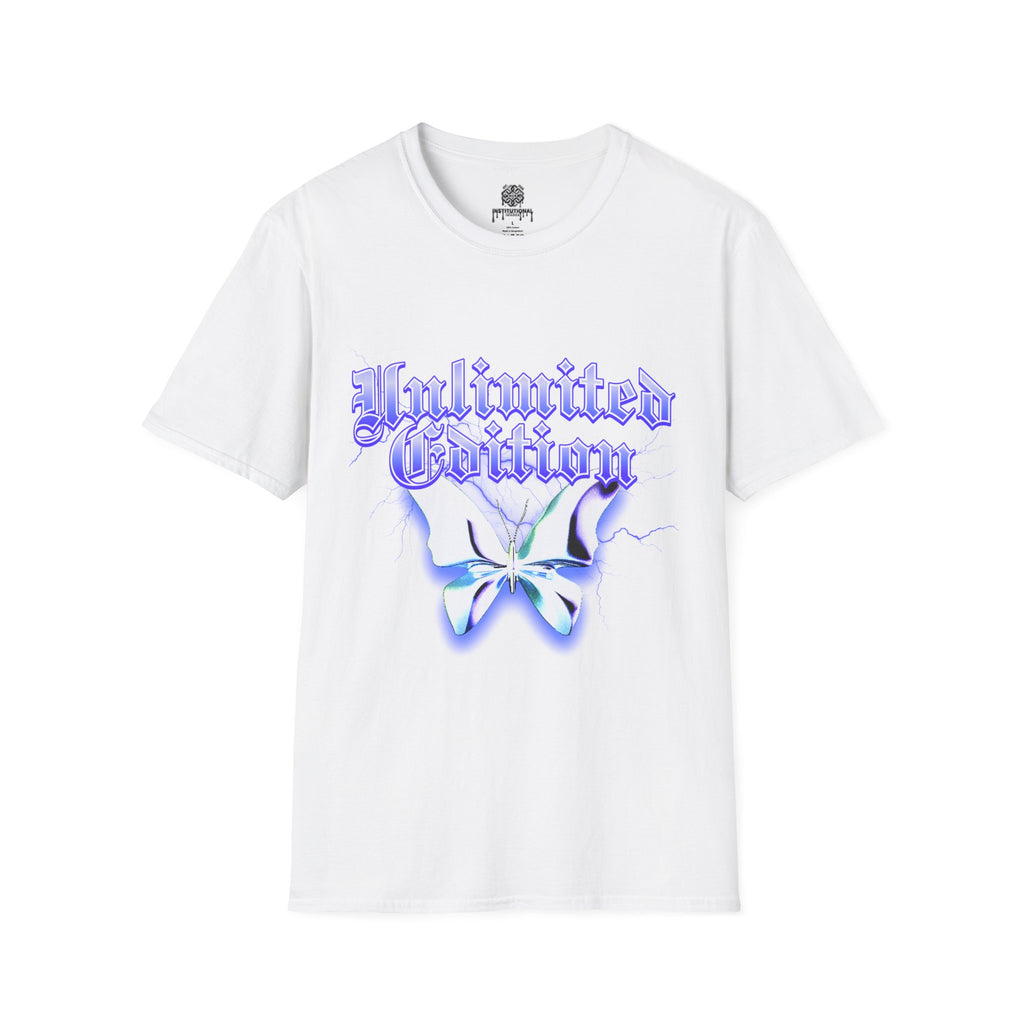 Unlimited Edition T-Shirt — Gothic Script Lavender Butterfly Graphic