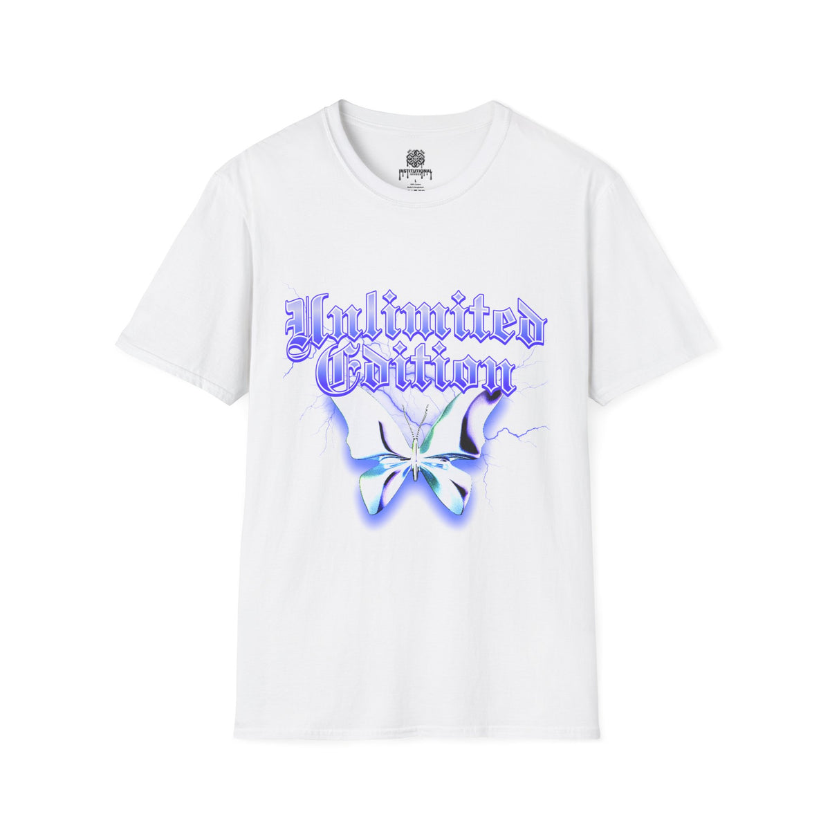 Unlimited Edition T-Shirt — Gothic Script Lavender Butterfly Graphic