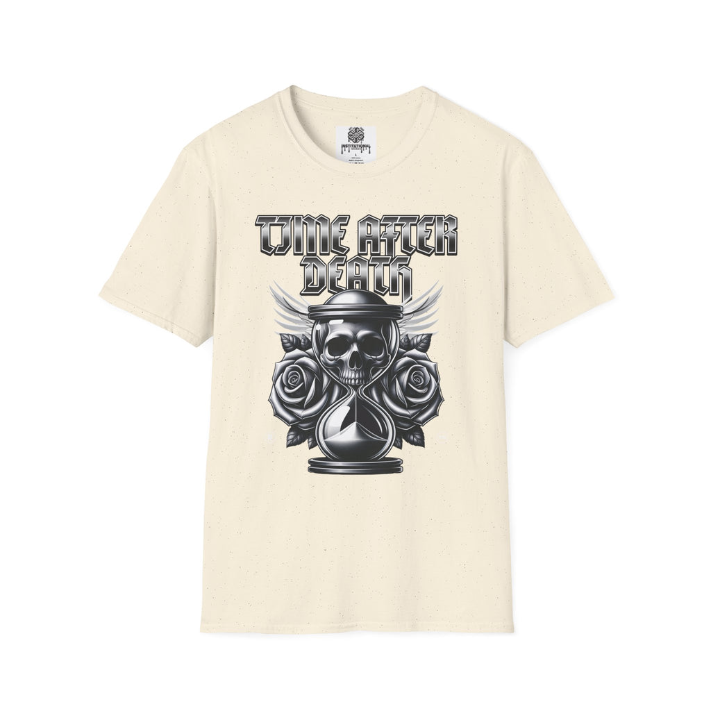 Time After Death Skull Tee — Gothic Hourglass Graphic T-Shirt