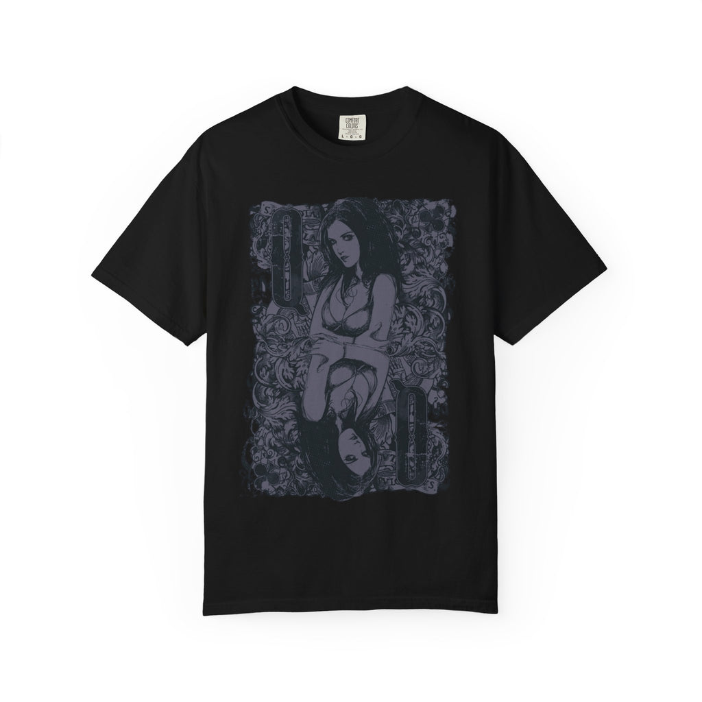 Gothic Mirror Girl T-Shirt — Dark Floral Graphic Tee