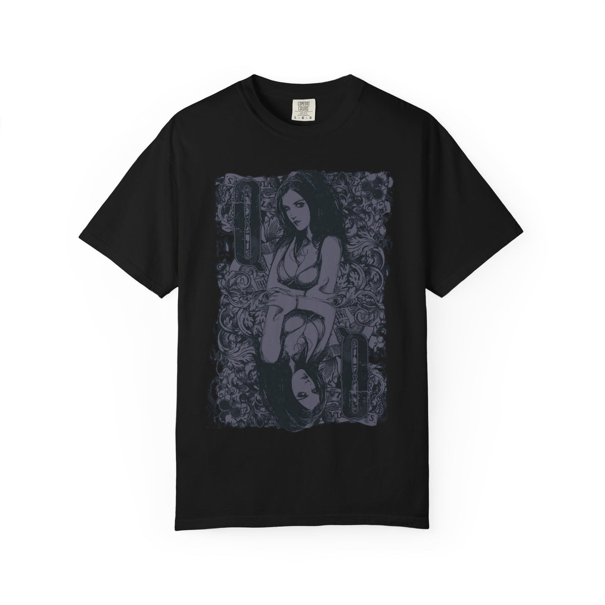 Gothic Mirror Girl T-Shirt — Dark Floral Graphic Tee