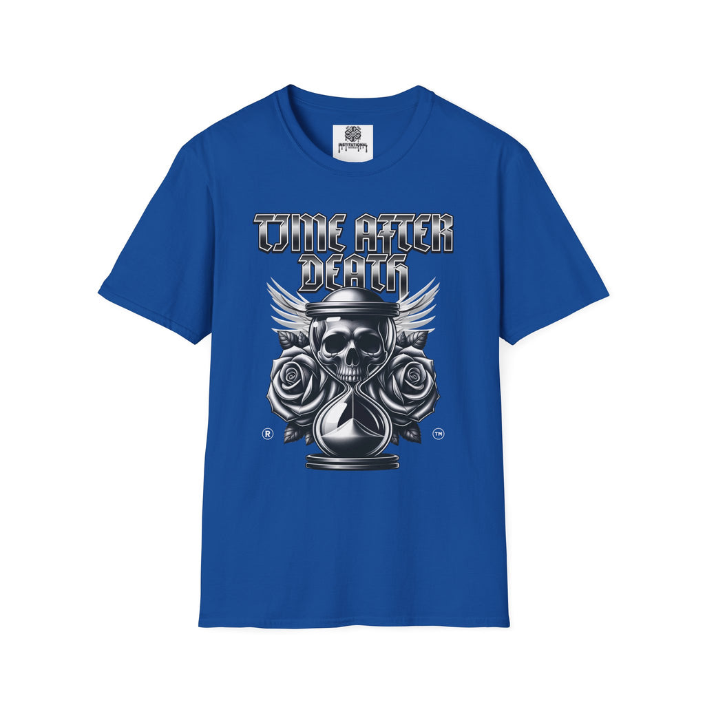 Time After Death Skull Tee — Gothic Hourglass Graphic T-Shirt