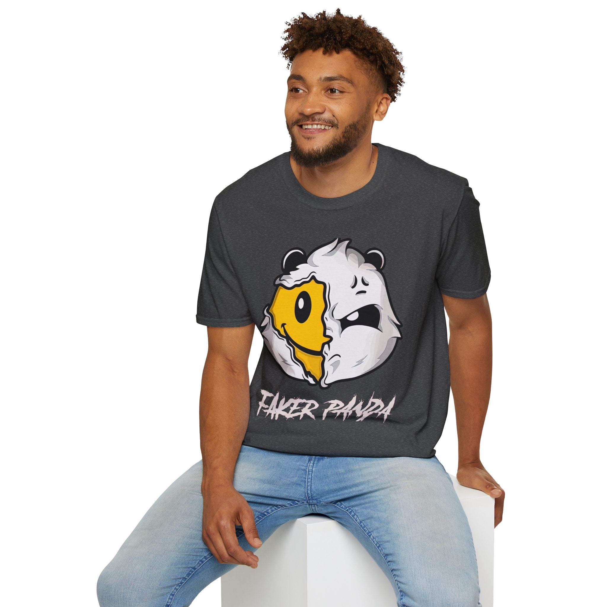 T-Shirt — 'Faker Panda' Distressed Dual-Face Graphic Tee