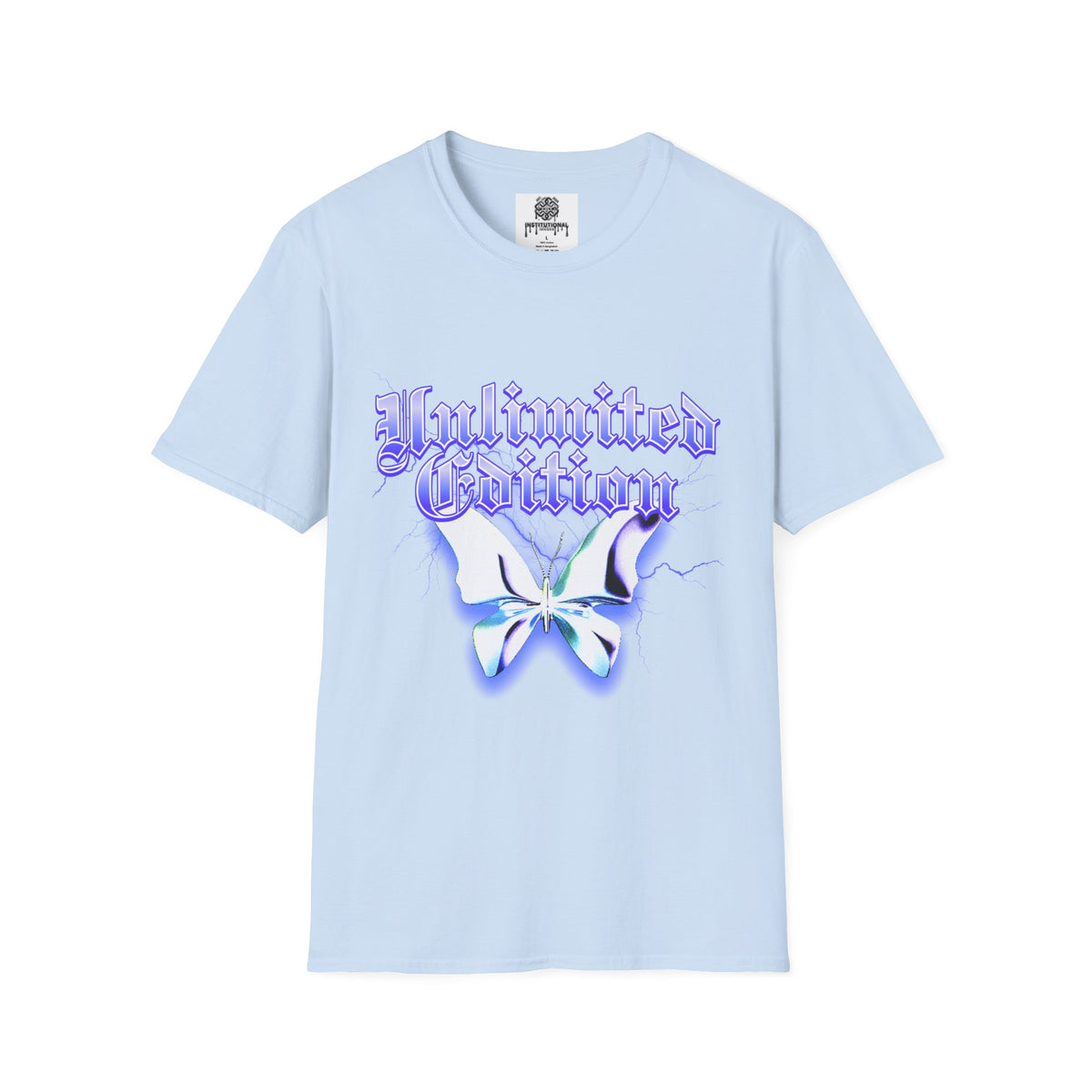 Unlimited Edition T-Shirt — Gothic Script Lavender Butterfly Graphic