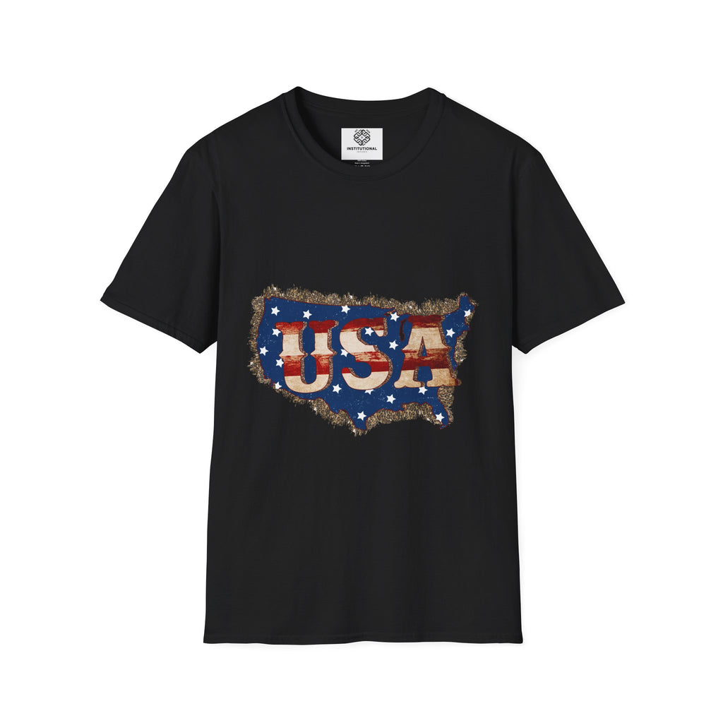 USA Map T-Shirt — Distressed American Flag Graphic Tee