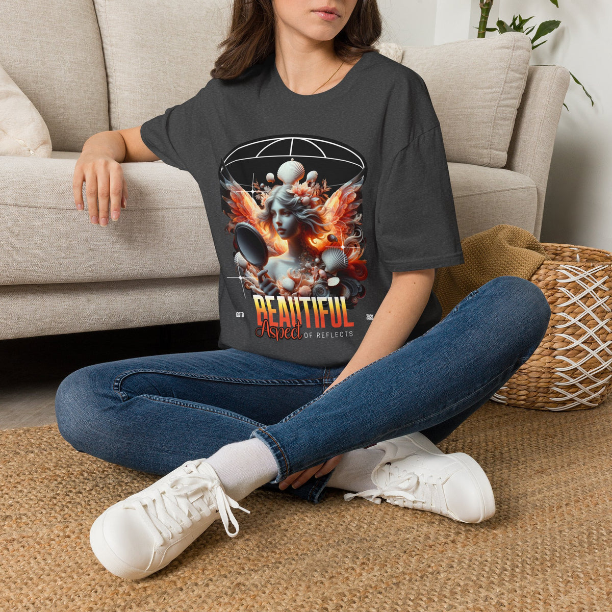Artistic Phoenix Portrait T-Shirt — 'Beautiful' Retro Surreal Graphic Tee