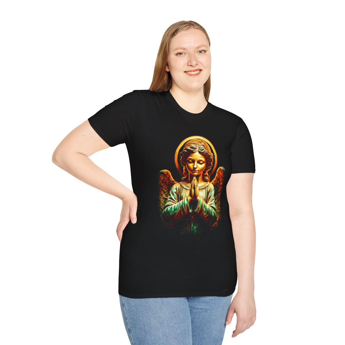 Angel Prayer T-Shirt — Vintage Golden Guardian Tee
