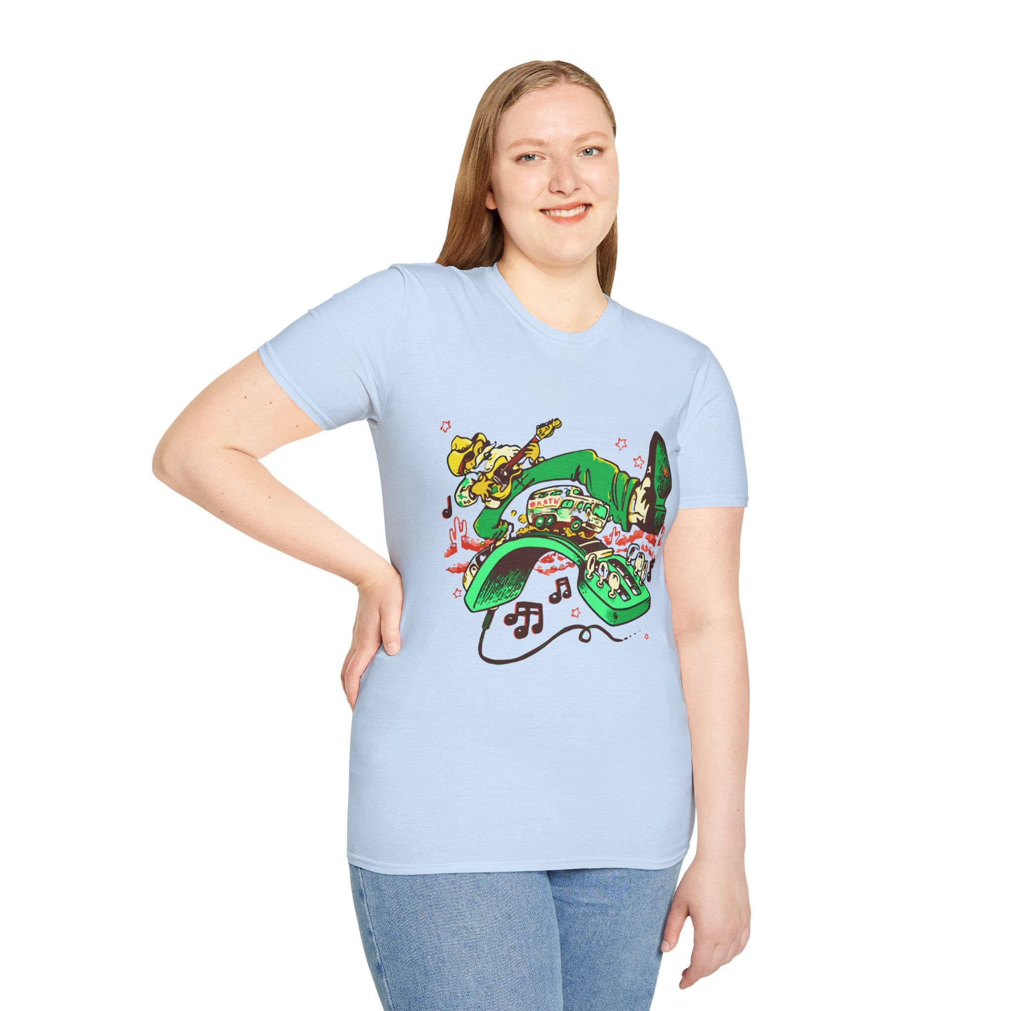 T-Shirt — Retro Cowboy Guitar Graphic Tee (Bold Western Music Design)
