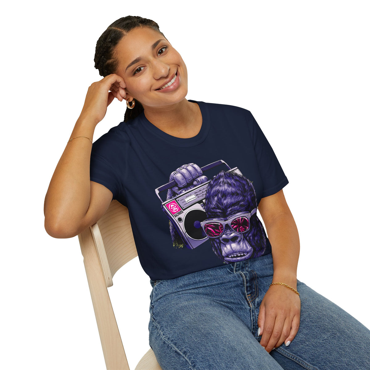 Retro Boombox Gorilla T-Shirt — Vintage Hip Hop Ape Graphic Tee