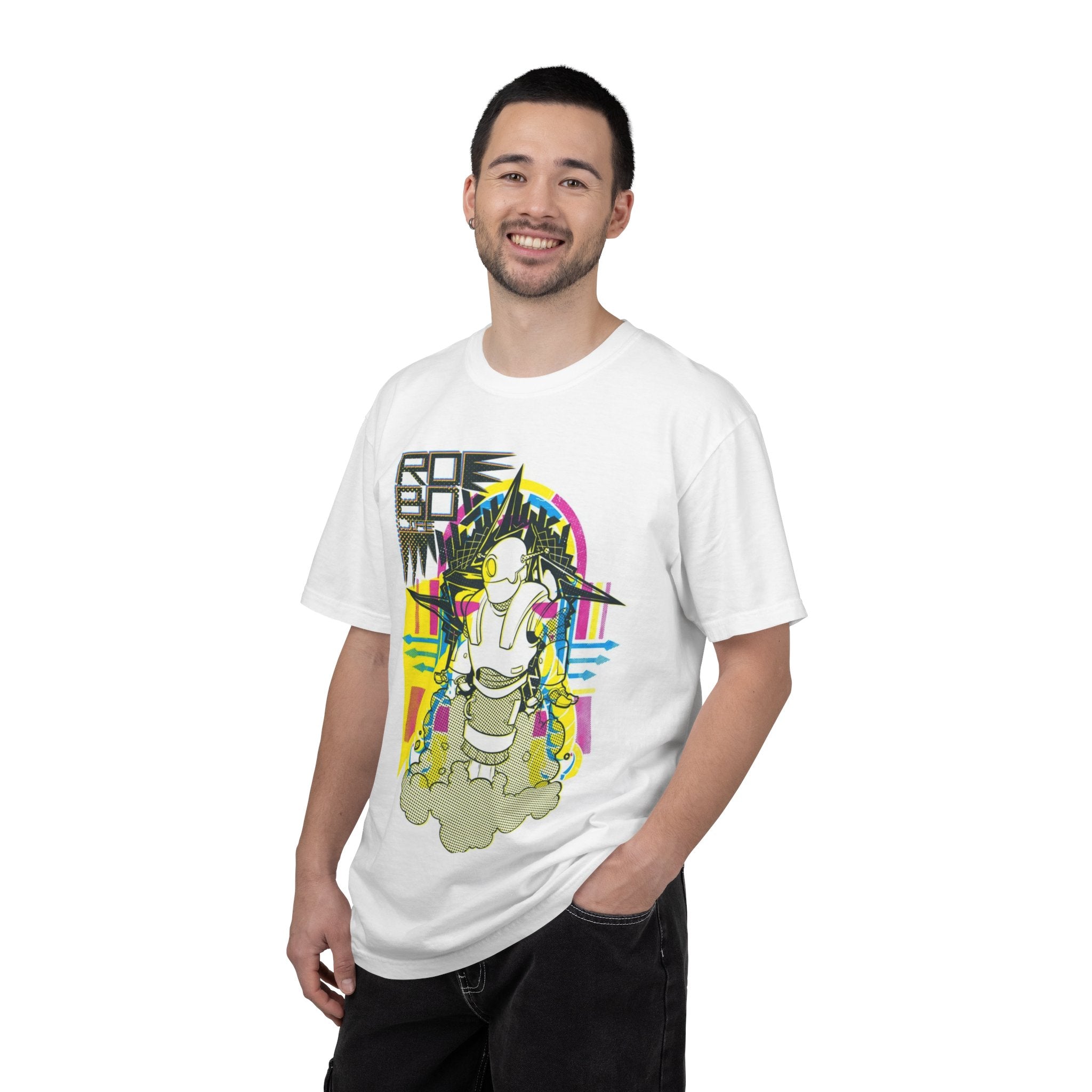 Retro Astronaut Graphic T-Shirt – 'ROCKET' Neon Vaporwave Space Tee