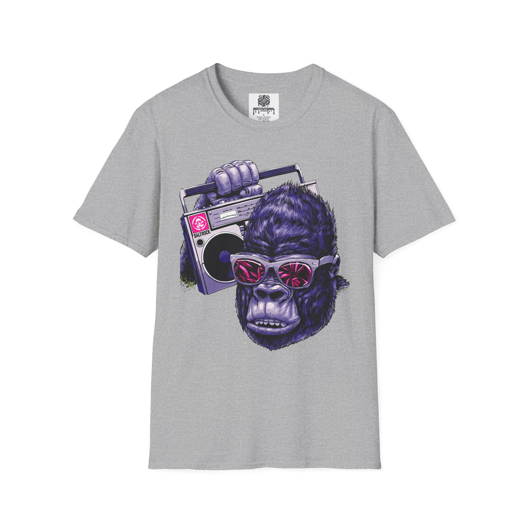 Retro Boombox Gorilla T-Shirt — Vintage Hip Hop Ape Graphic Tee
