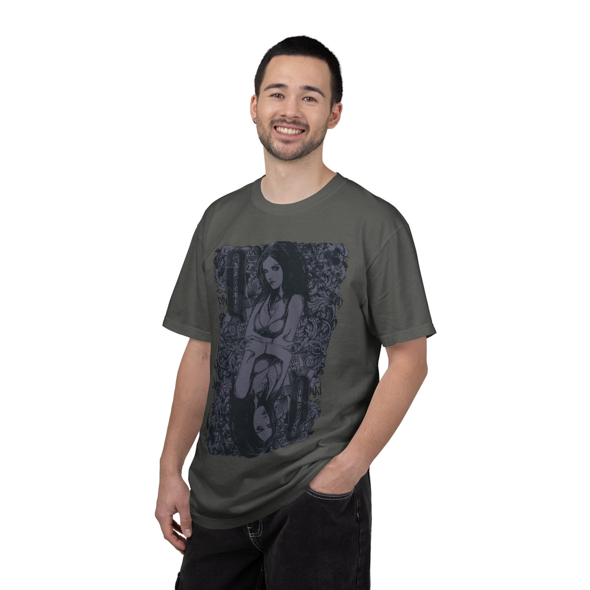 Gothic Mirror Girl T-Shirt — Dark Floral Graphic Tee