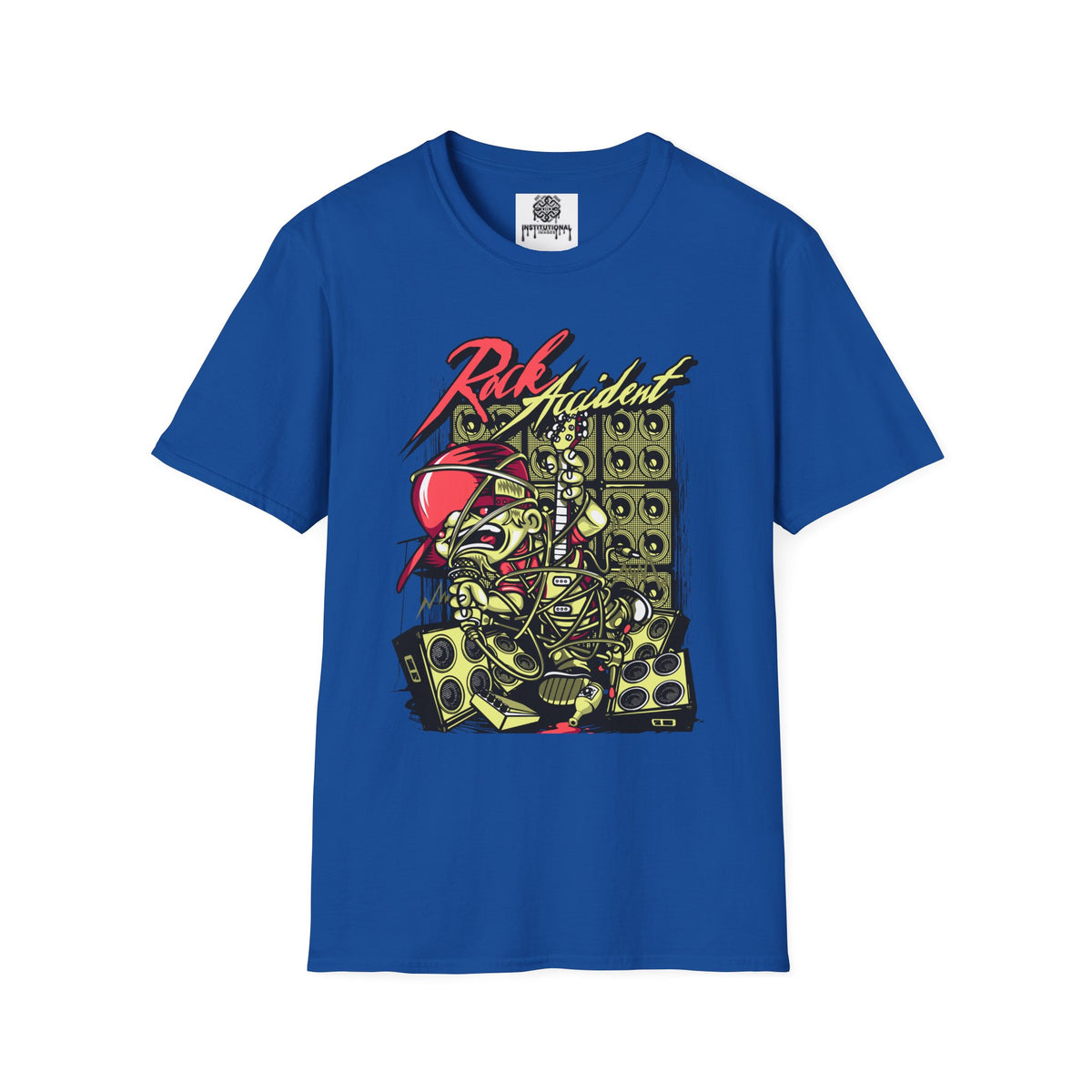 Rock Accident Graphic Tee — Retro Skull & Speakers Band Shirt