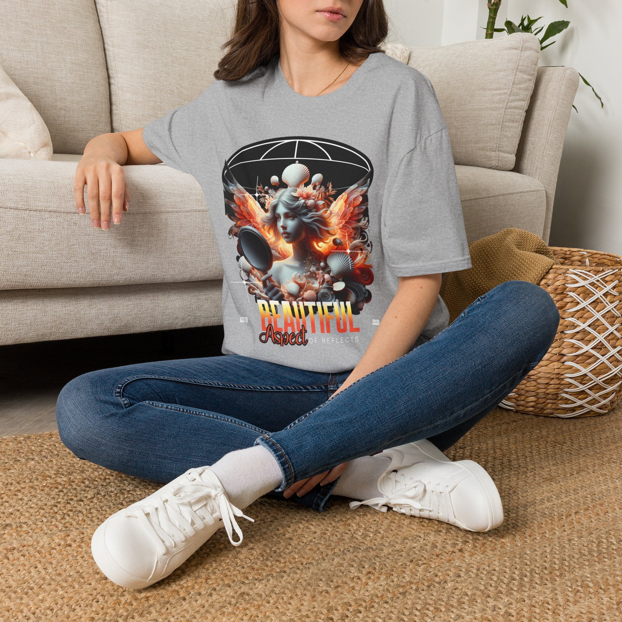 Artistic Phoenix Portrait T-Shirt — 'Beautiful' Retro Surreal Graphic Tee