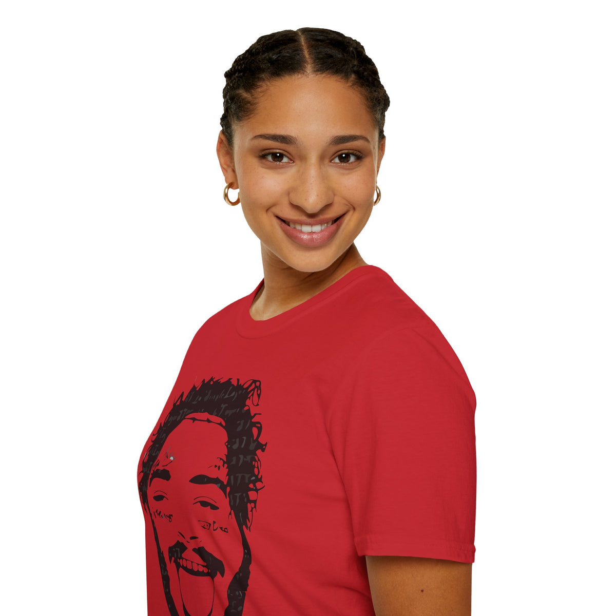 T-Shirt — Bold Black & White Face Portrait Tee (Playful Expression)