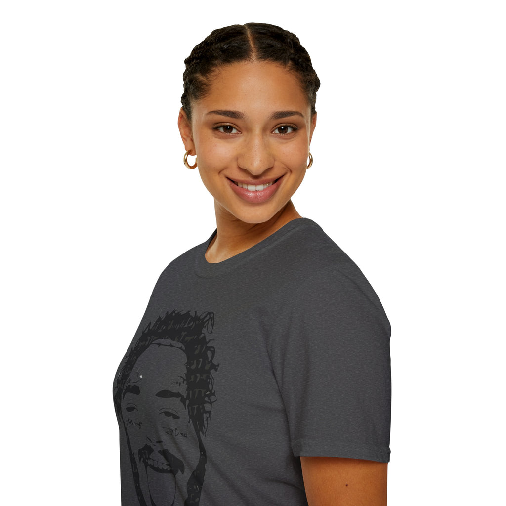 T-Shirt — Bold Black & White Face Portrait Tee (Playful Expression)