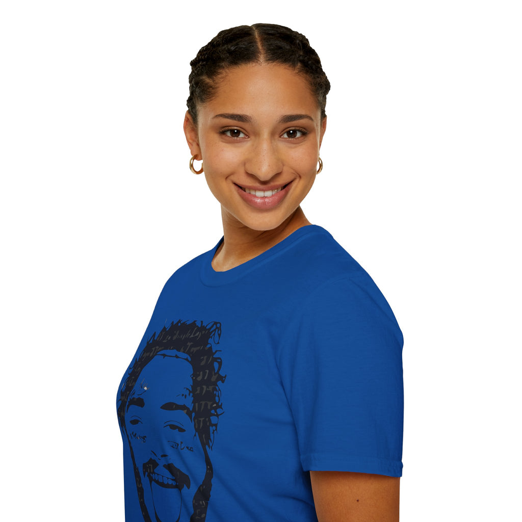 T-Shirt — Bold Black & White Face Portrait Tee (Playful Expression)
