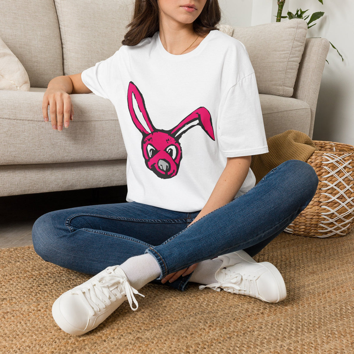 Pink Bunny Graphic T-Shirt — Playful Easter Bunny Tee