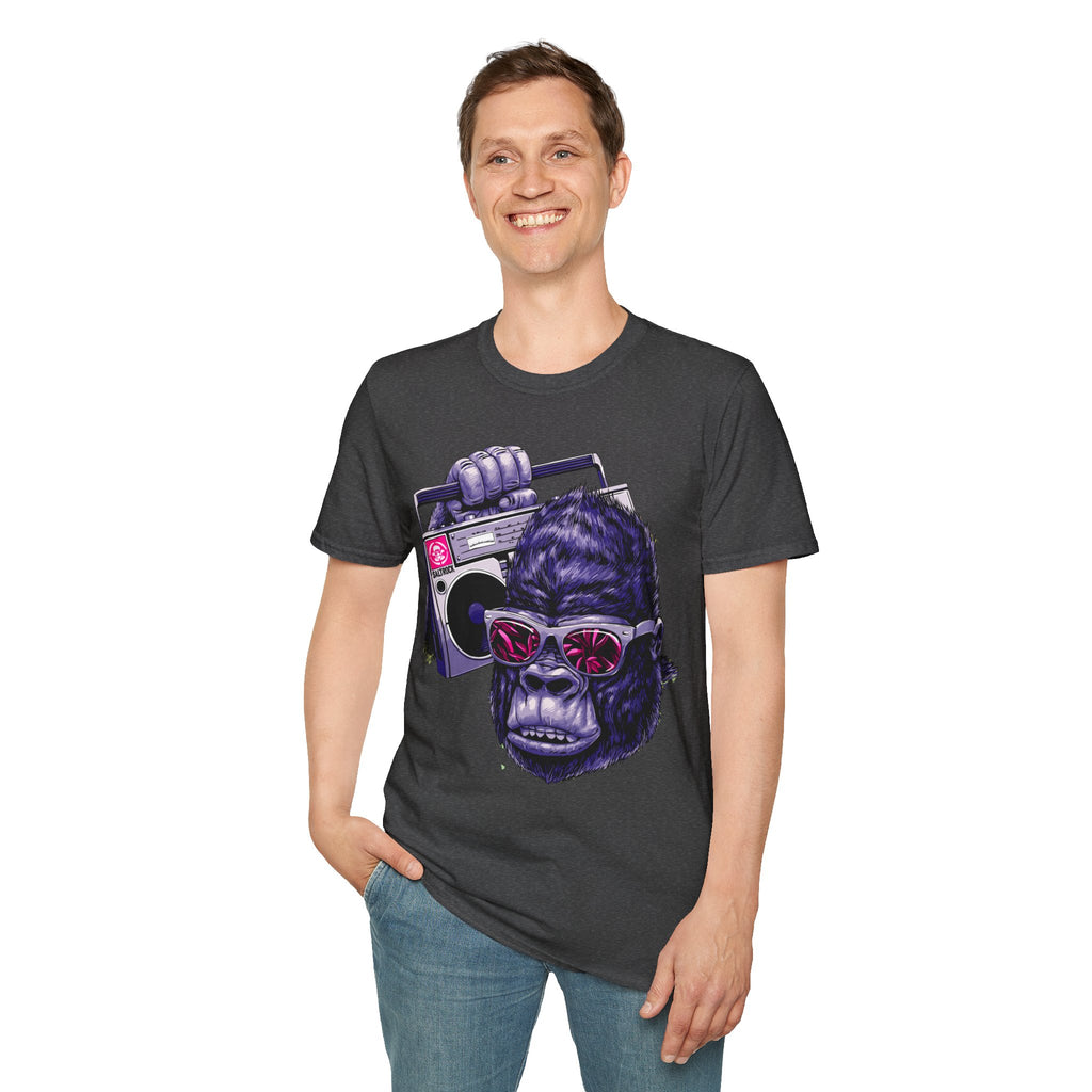 Retro Boombox Gorilla T-Shirt — Vintage Hip Hop Ape Graphic Tee