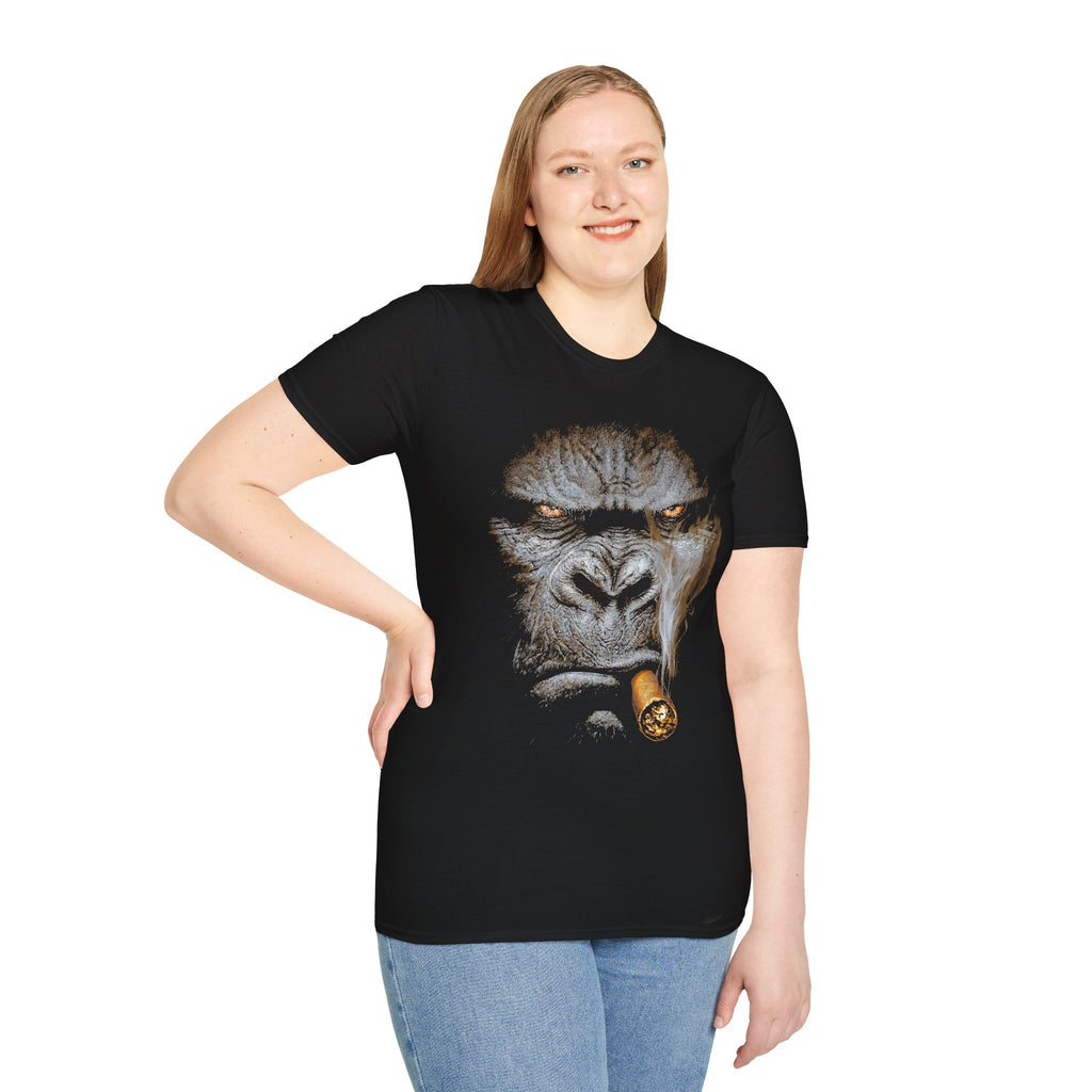 Gorilla Face Tee — Intense Ape Portrait T-Shirt with Cigar