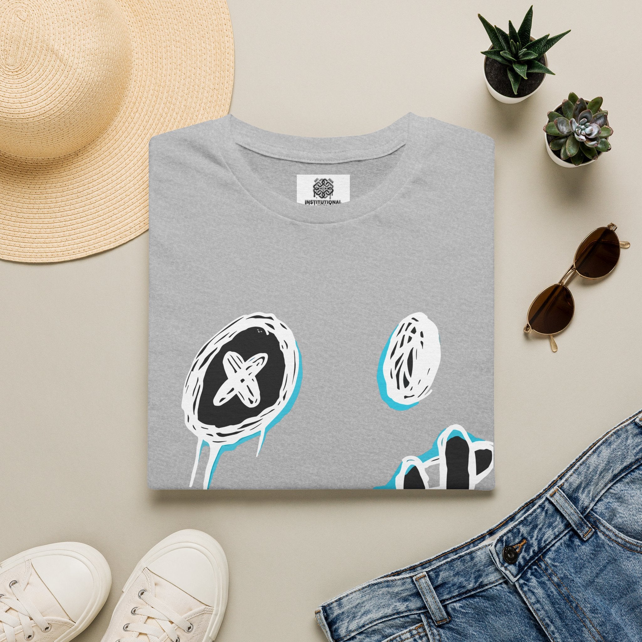 Smiley Face Graphic T‑Shirt — Neon Sketch Grin Design