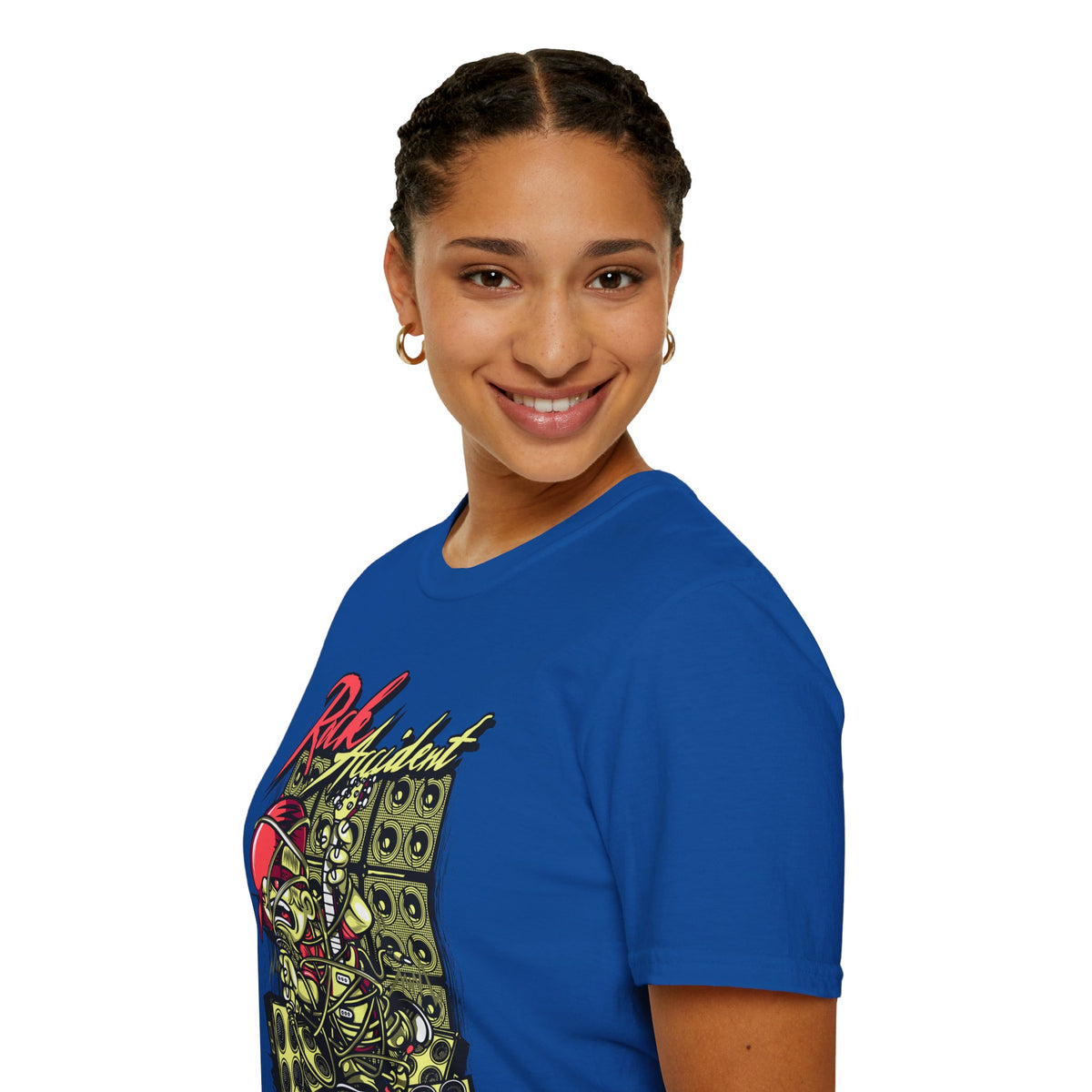 Rock Accident Graphic Tee — Retro Skull & Speakers Band Shirt