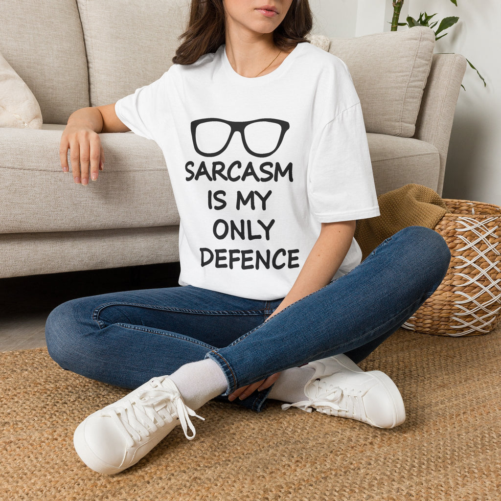 Sarcasm Is My Only Defence T-Shirt — Funny Graphic Tee for Sarcastic Women & Men