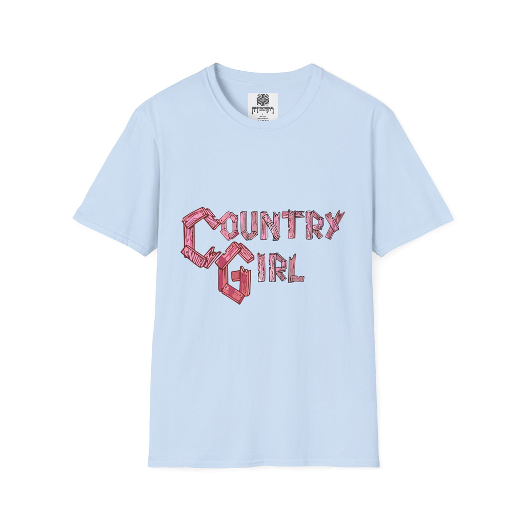 Country Girl T-Shirt — Western Pink Rope Typography Tee