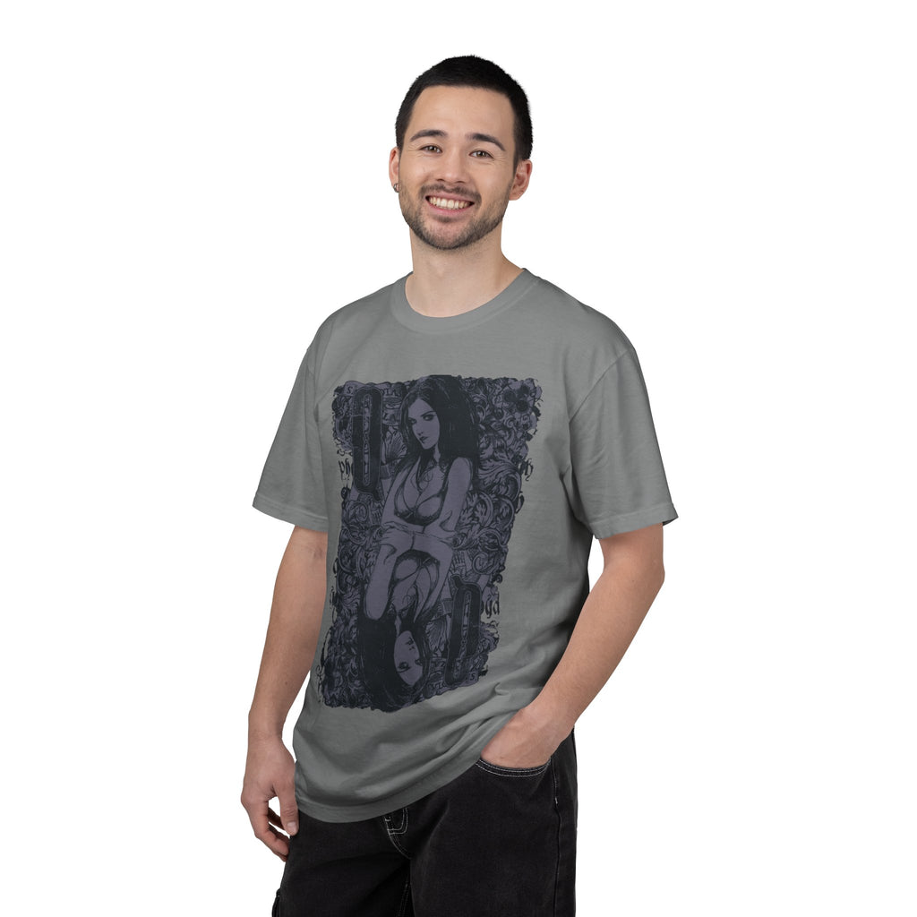 Gothic Mirror Girl T-Shirt — Dark Floral Graphic Tee