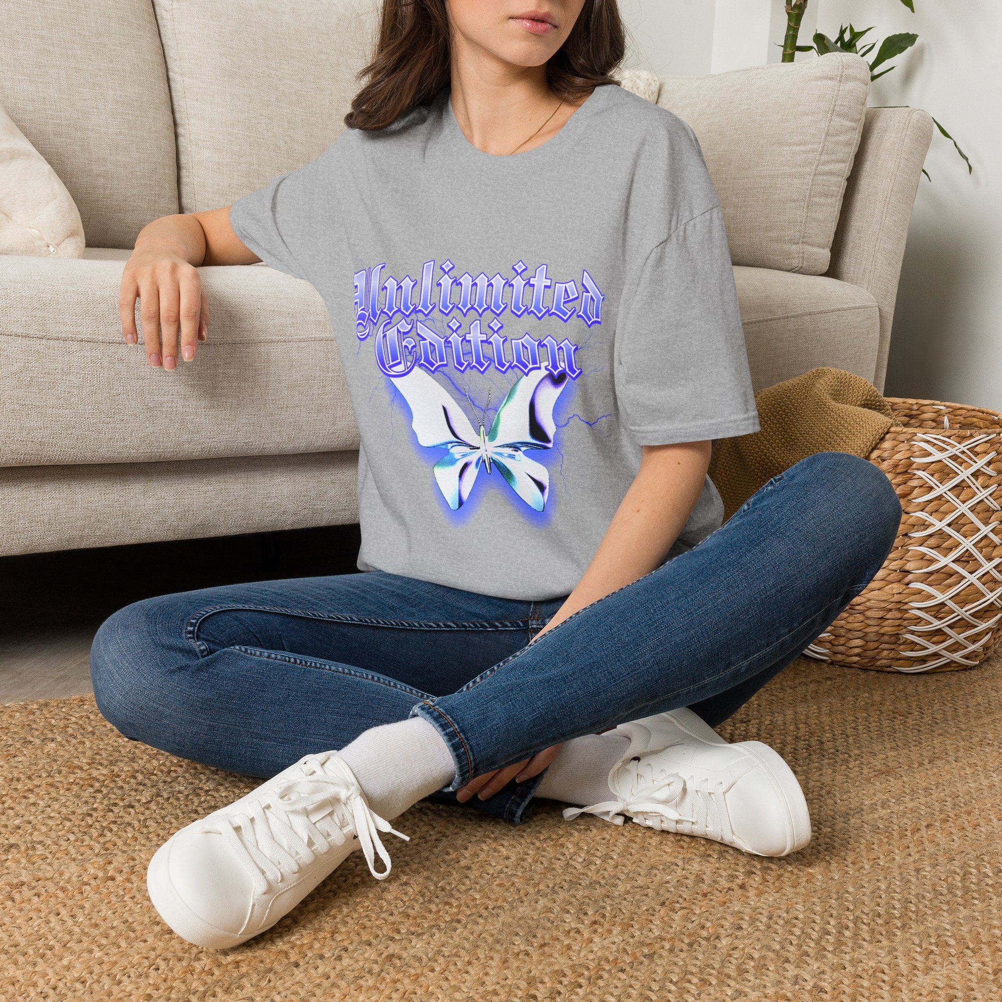Unlimited Edition T-Shirt — Gothic Script Lavender Butterfly Graphic
