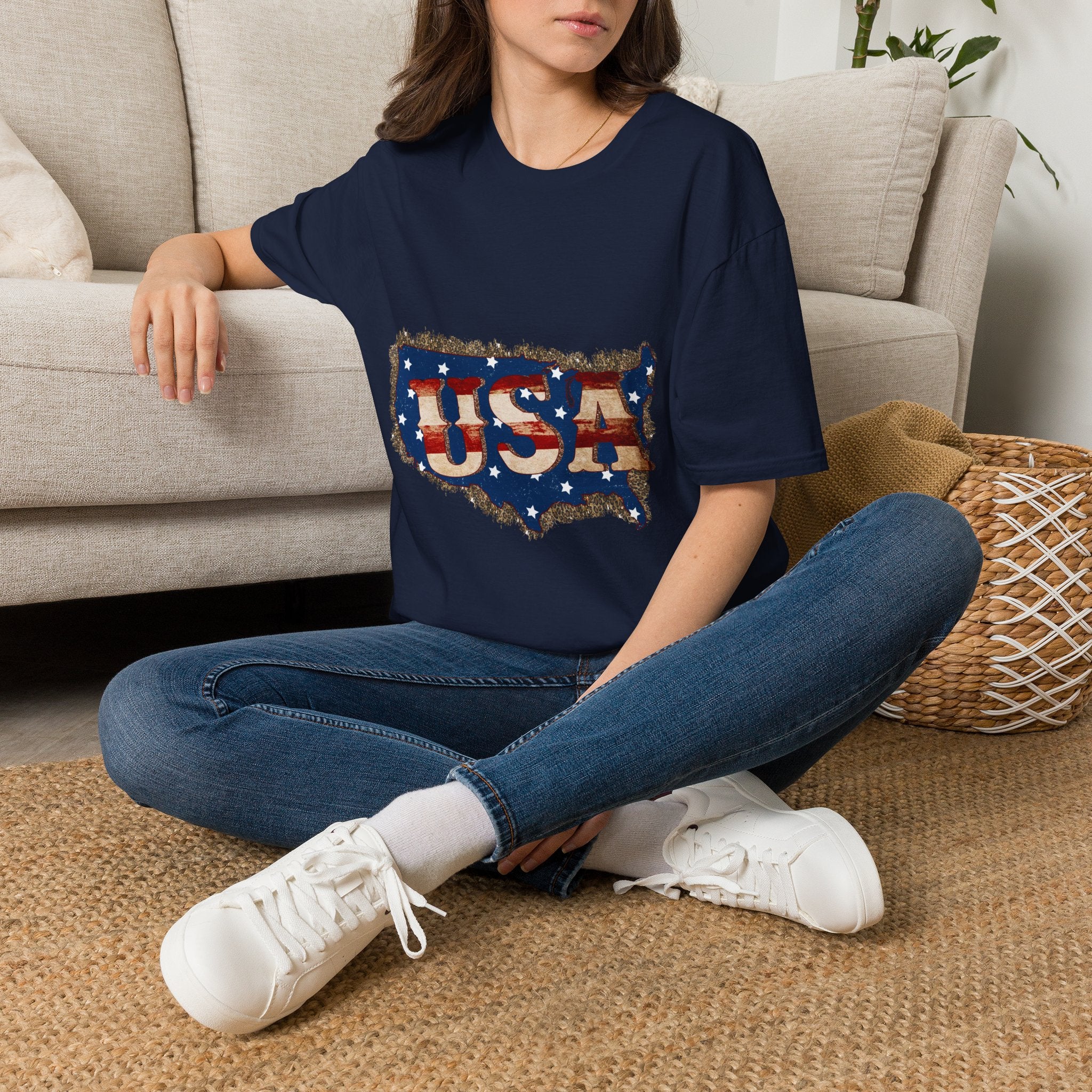 USA Map T-Shirt — Distressed American Flag Graphic Tee