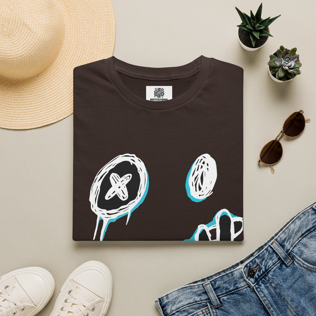 Smiley Face Graphic T‑Shirt — Neon Sketch Grin Design