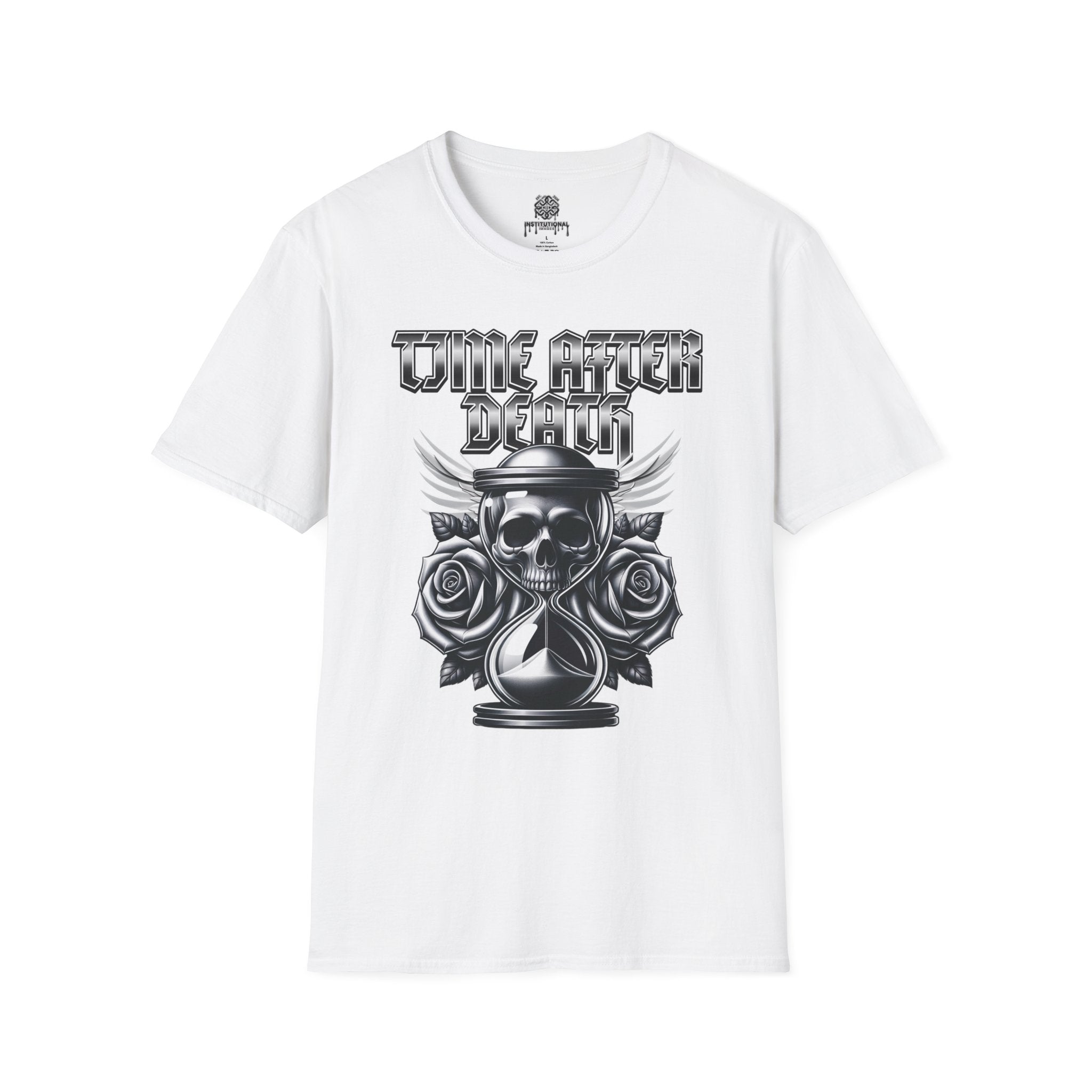 Time After Death Skull Tee — Gothic Hourglass Graphic T-Shirt