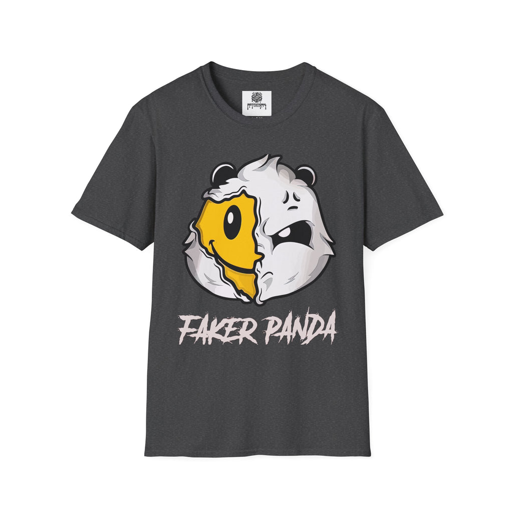 T-Shirt — 'Faker Panda' Distressed Dual-Face Graphic Tee