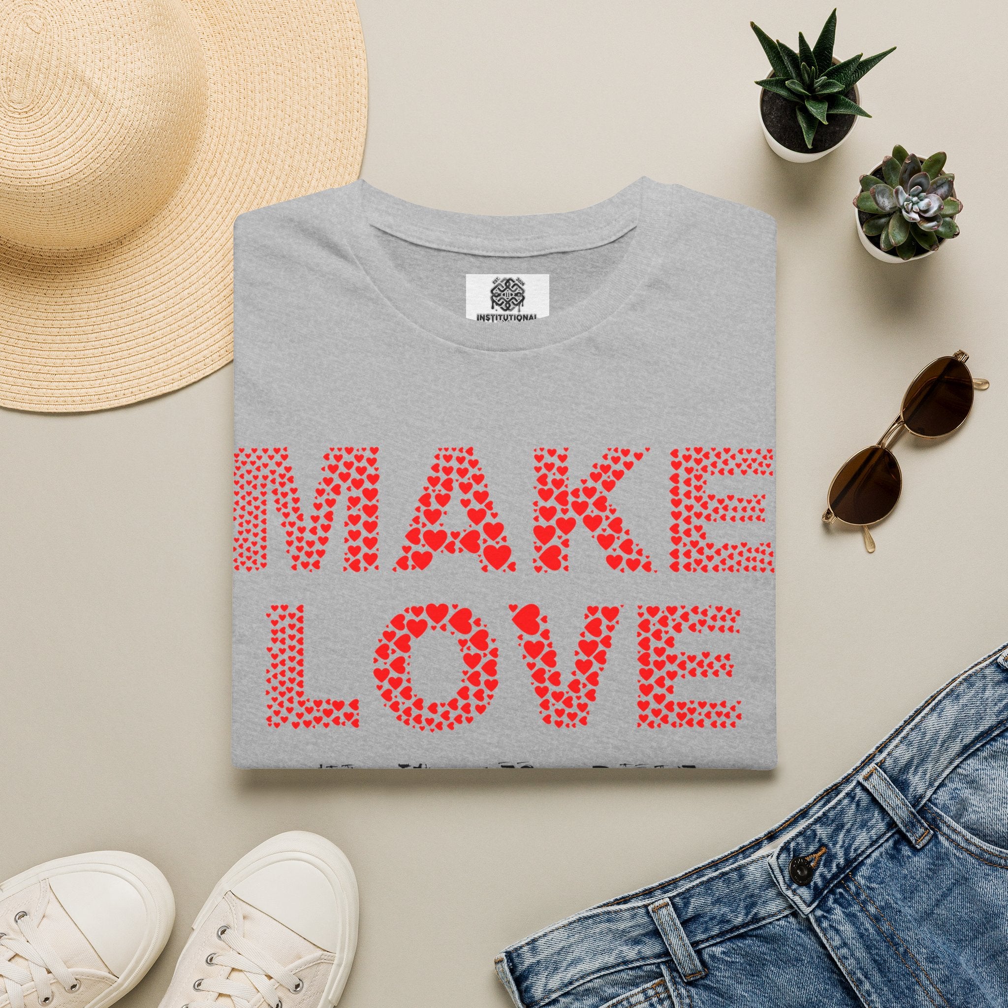 Make Love Not War T-Shirt — Retro Heart Dot Graphic Tee