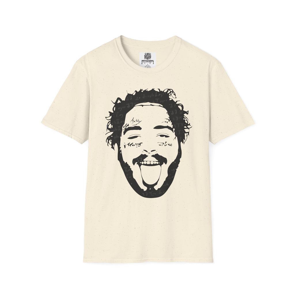 T-Shirt — Bold Black & White Face Portrait Tee (Playful Expression)