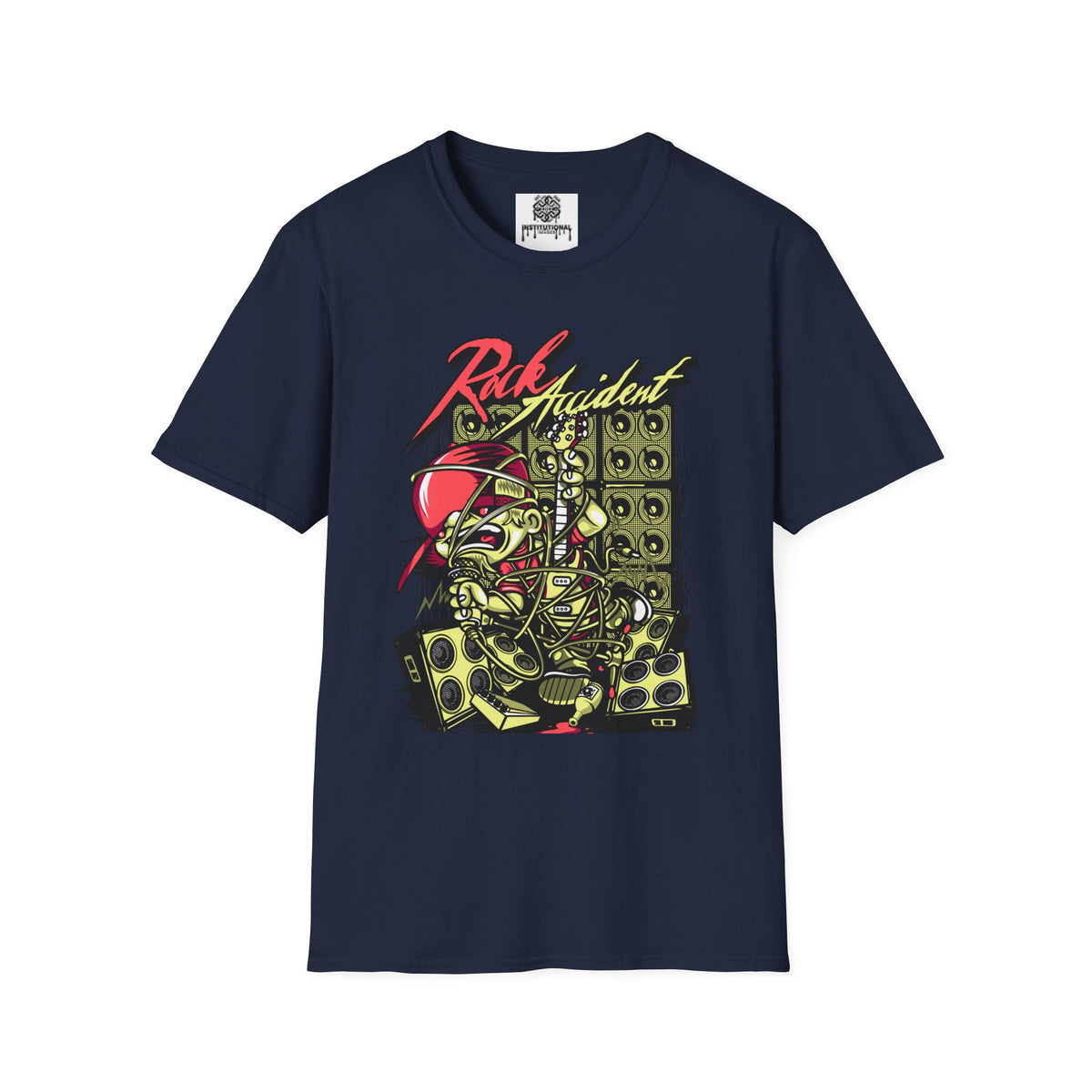 Rock Accident Graphic Tee — Retro Skull & Speakers Band Shirt