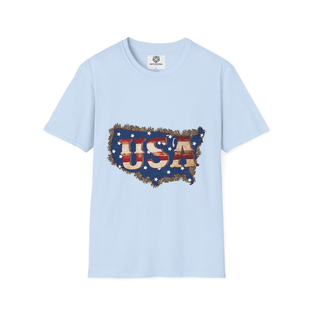USA Map T-Shirt — Distressed American Flag Graphic Tee