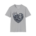 Skull King & Queen Heart T-Shirt — Gothic Day of the Dead Couple Tee