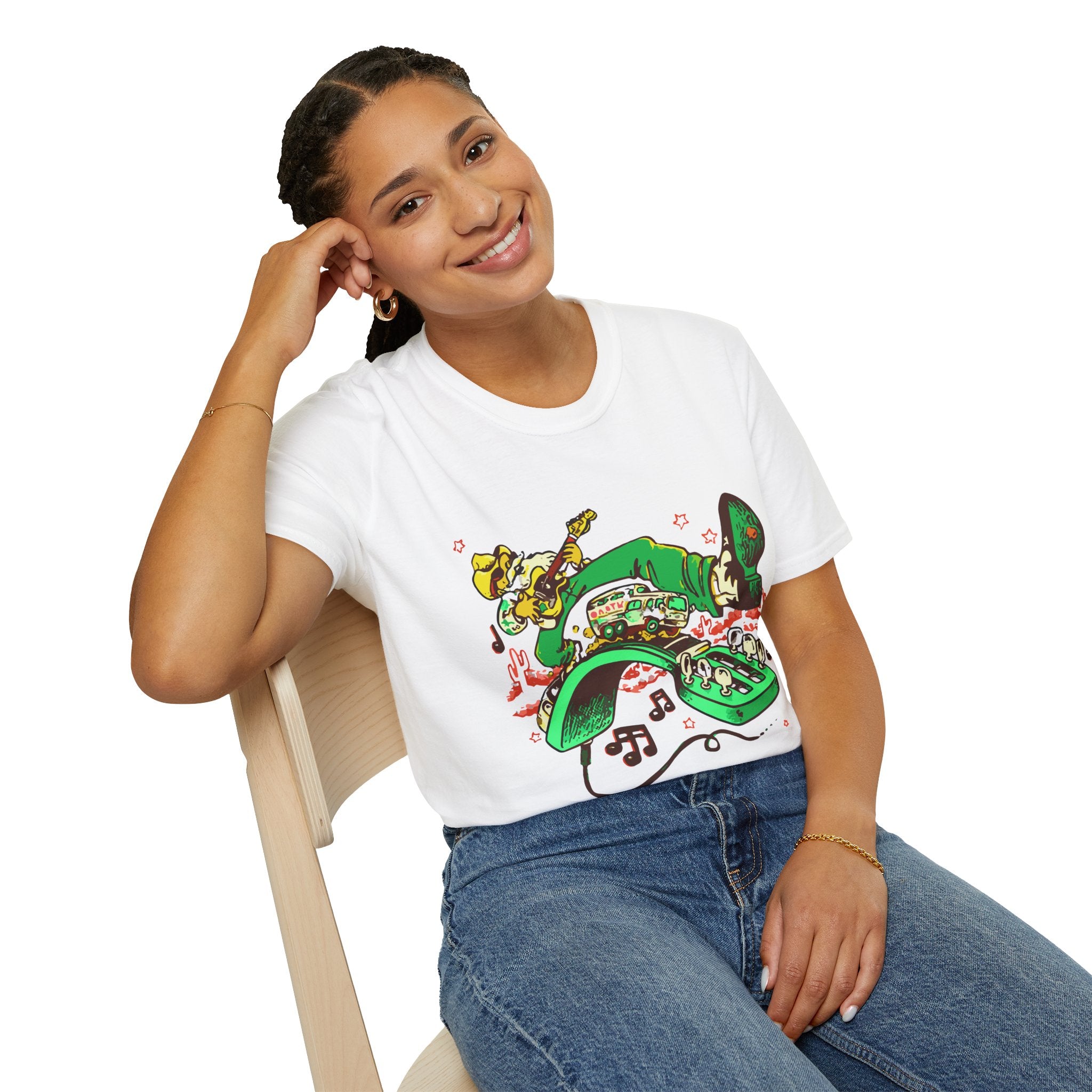 T-Shirt — Retro Cowboy Guitar Graphic Tee (Bold Western Music Design)