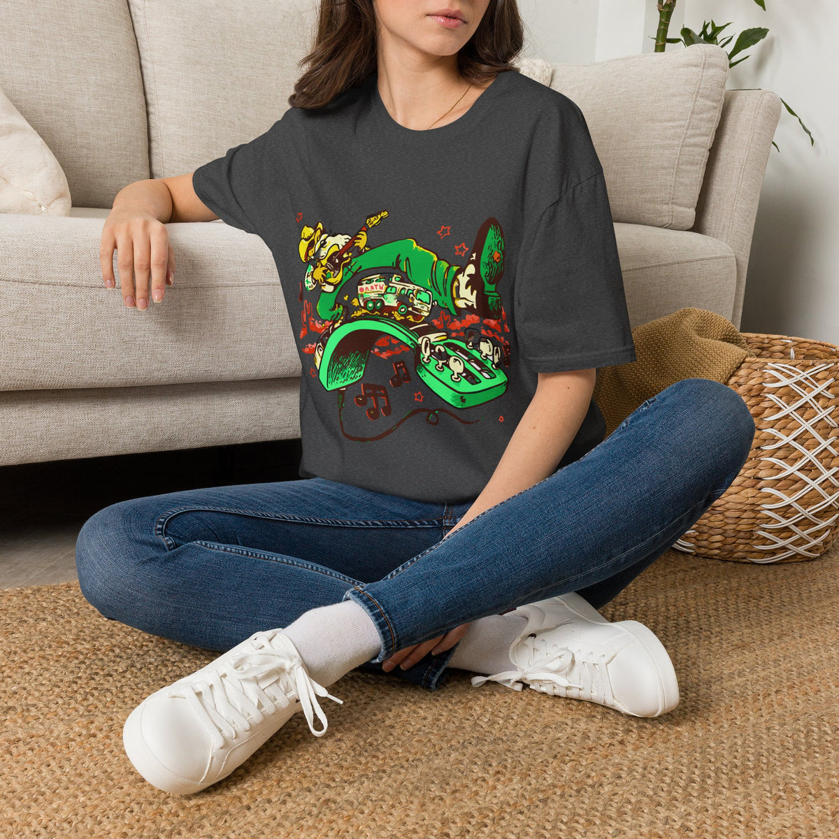 T-Shirt — Retro Cowboy Guitar Graphic Tee (Bold Western Music Design)