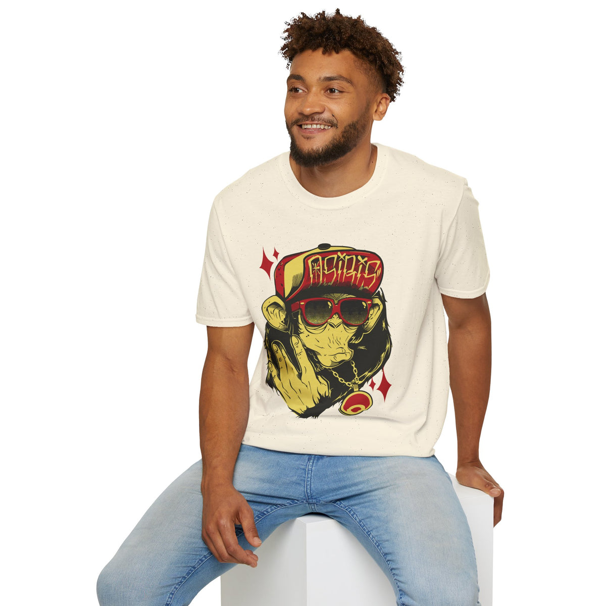 Monkey Streetwear T-Shirt — Retro Graphic Ape with Sunglasses & Cap