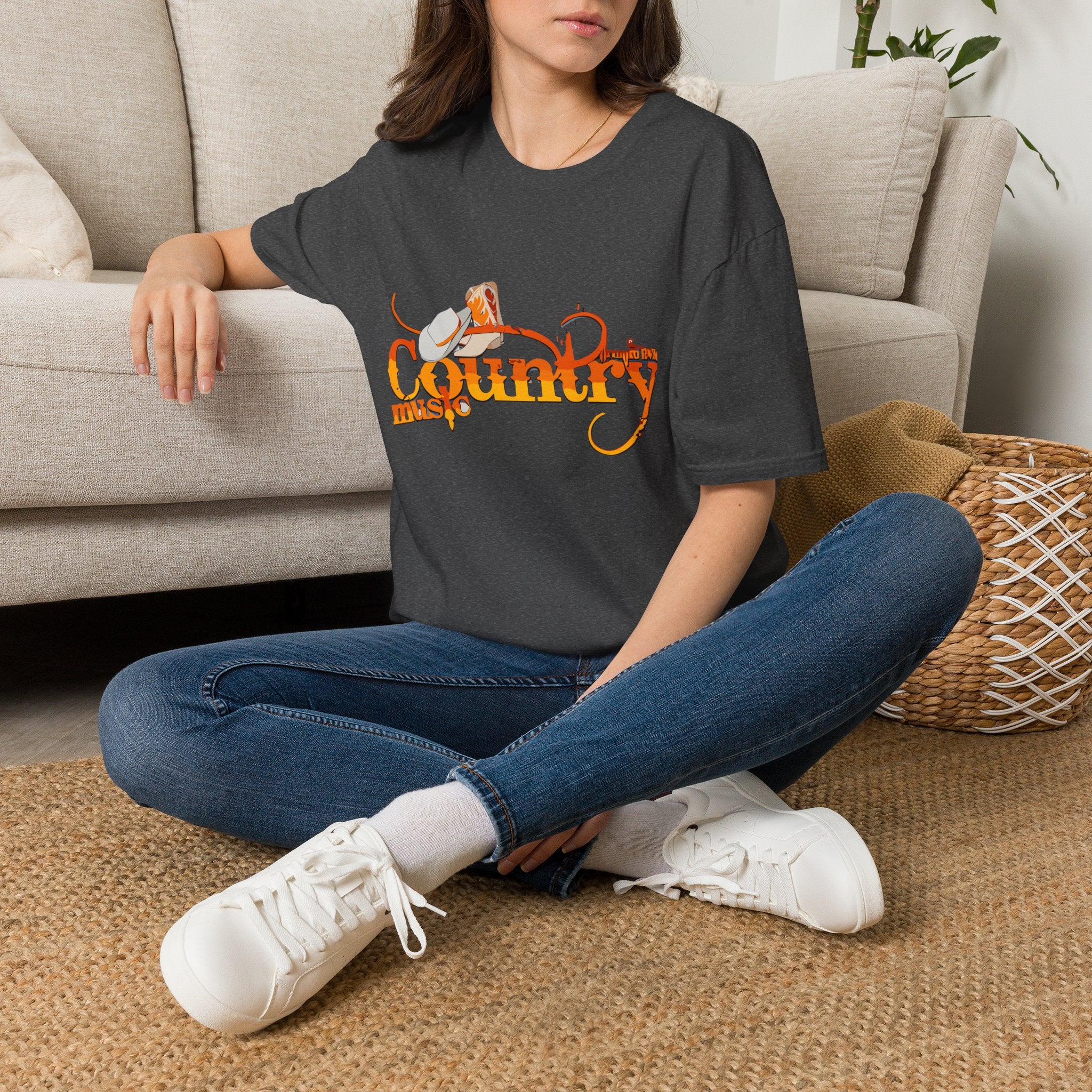 Country Music T‑Shirt — Vintage Cowboy Hat & Guitar Graphic